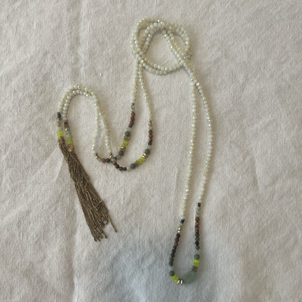 Crystal and stone beaded lariat necklace from Leif - Picture 2 of 5